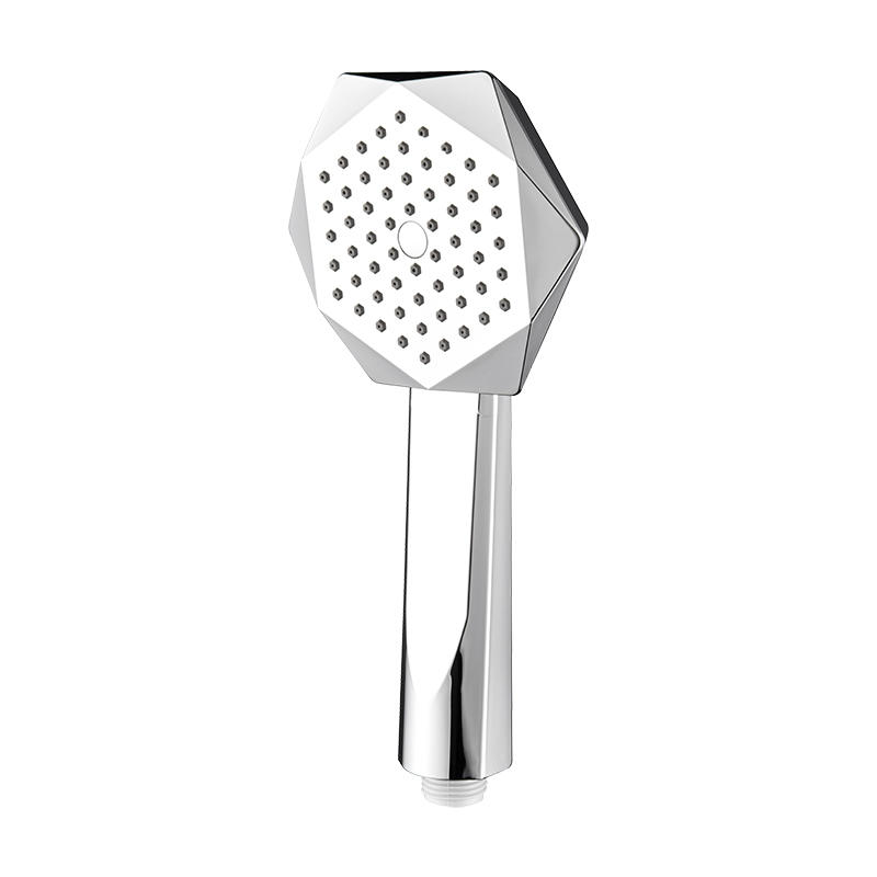 Hand Shower Head Hexagonal Chrome ABS Plastic Fashion without Diverter for Bathroom Toilet 