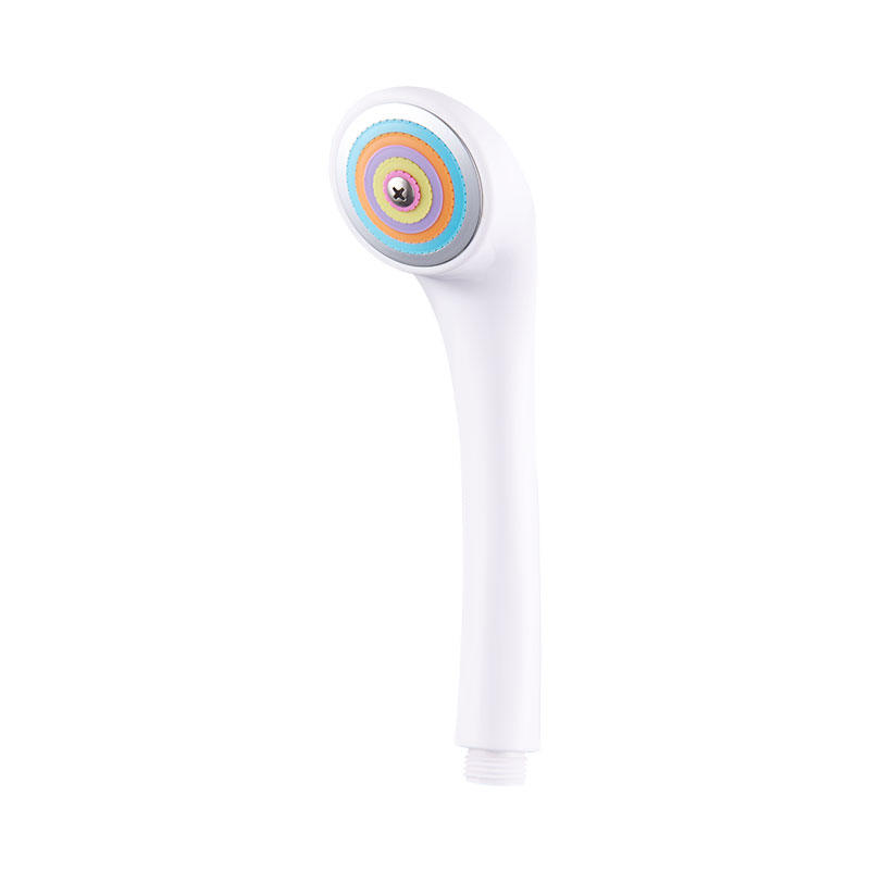 Portable 3 Colors Option ABS Plastic Mini Head Long Handle Shower Head for Bathroom