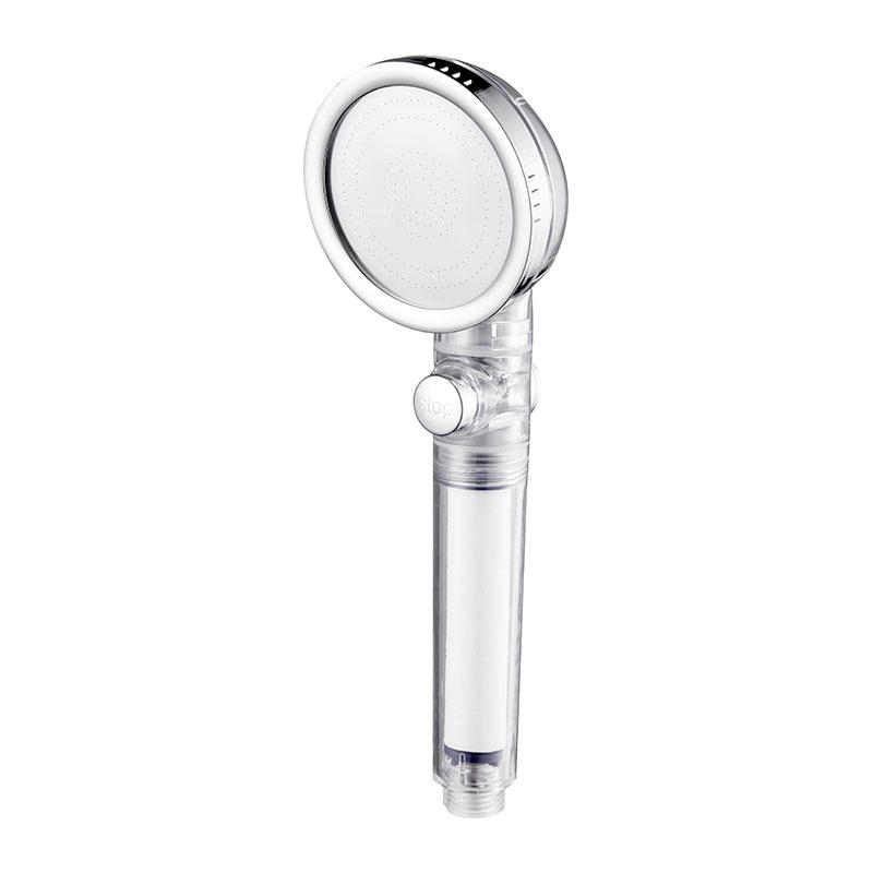 2 Stages Water Purifier Filter Ionic Drain Shower Head Stainless Steel without Diverter with Mineral Stones Cartridge