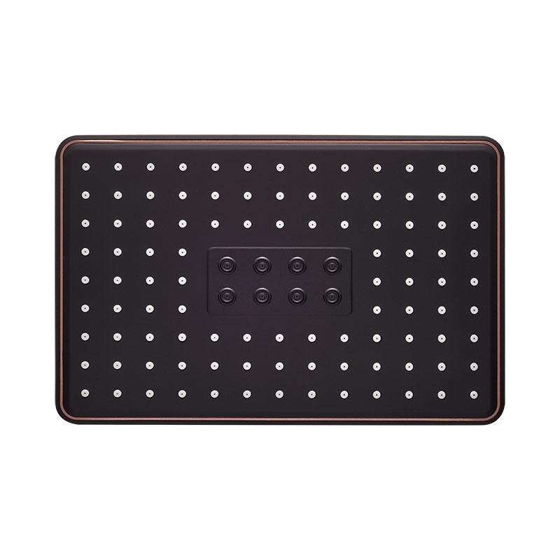 Rainfall ABS Bathroom Rectangle Overhead Shower Head Black Paint Square Top Shower Wall Mount