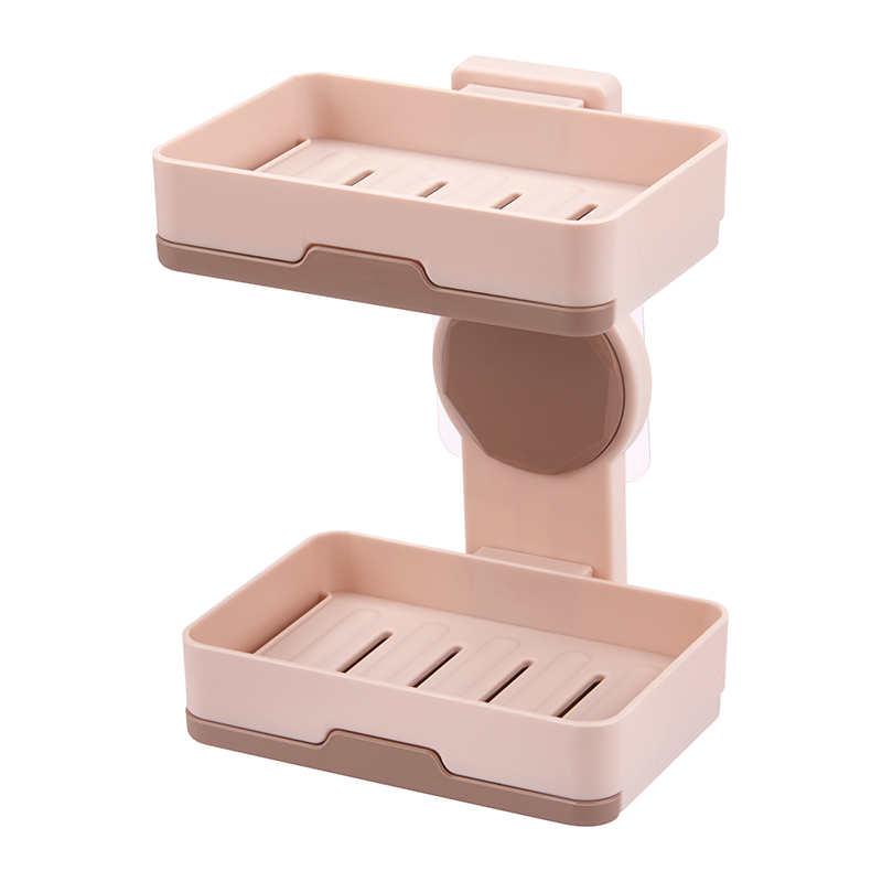 Bathroom Self Draining Drainage Soap Holder, No Trace Adhesive Double Soap Dish Holder